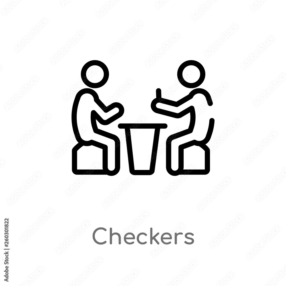 Poster outline checkers vector icon. isolated black simple line element illustration from activity and hobb