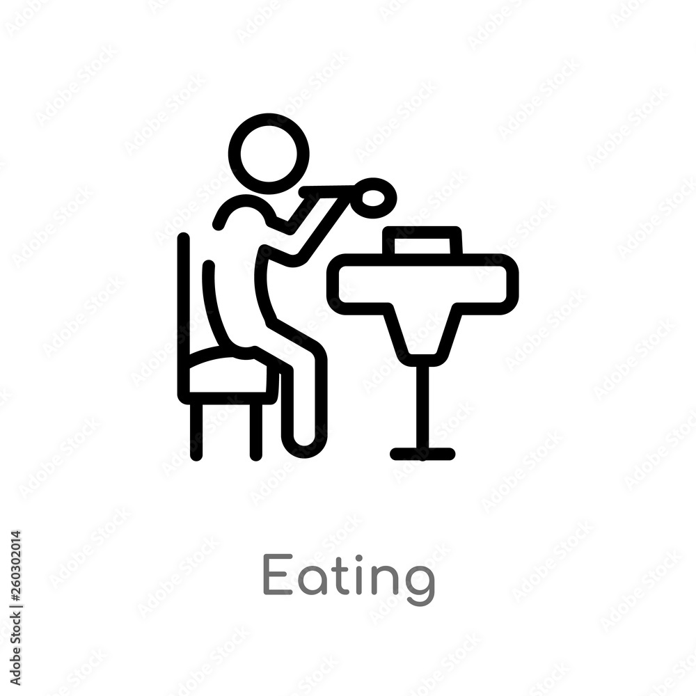 Poster outline eating vector icon. isolated black simple line element illustration from activity and hobbie