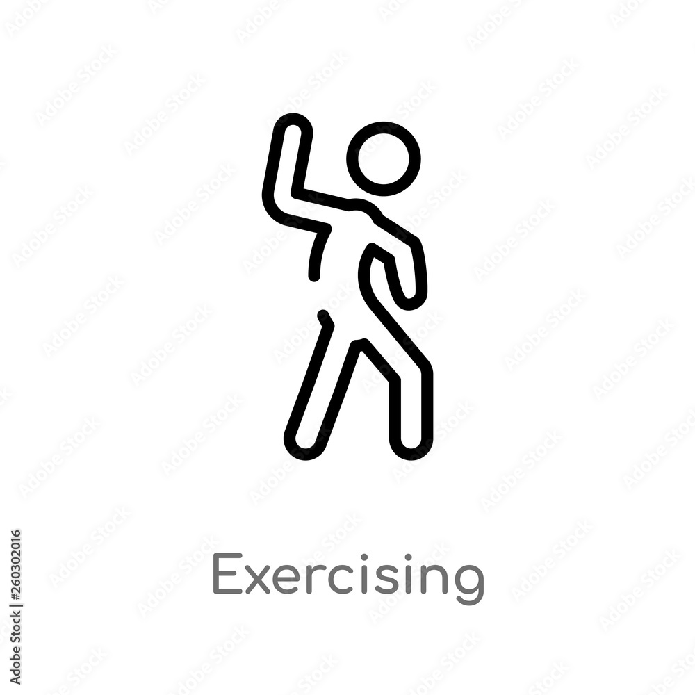 Poster outline exercising vector icon. isolated black simple line element illustration from activity and ho