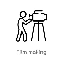 outline film making vector icon. isolated black simple line element illustration from activity and hobbies concept. editable vector stroke film making icon on white background
