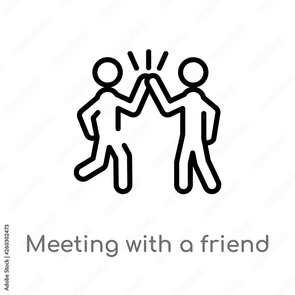 Poster outline meeting with a friend vector icon. isolated black simple line element illustration from acti