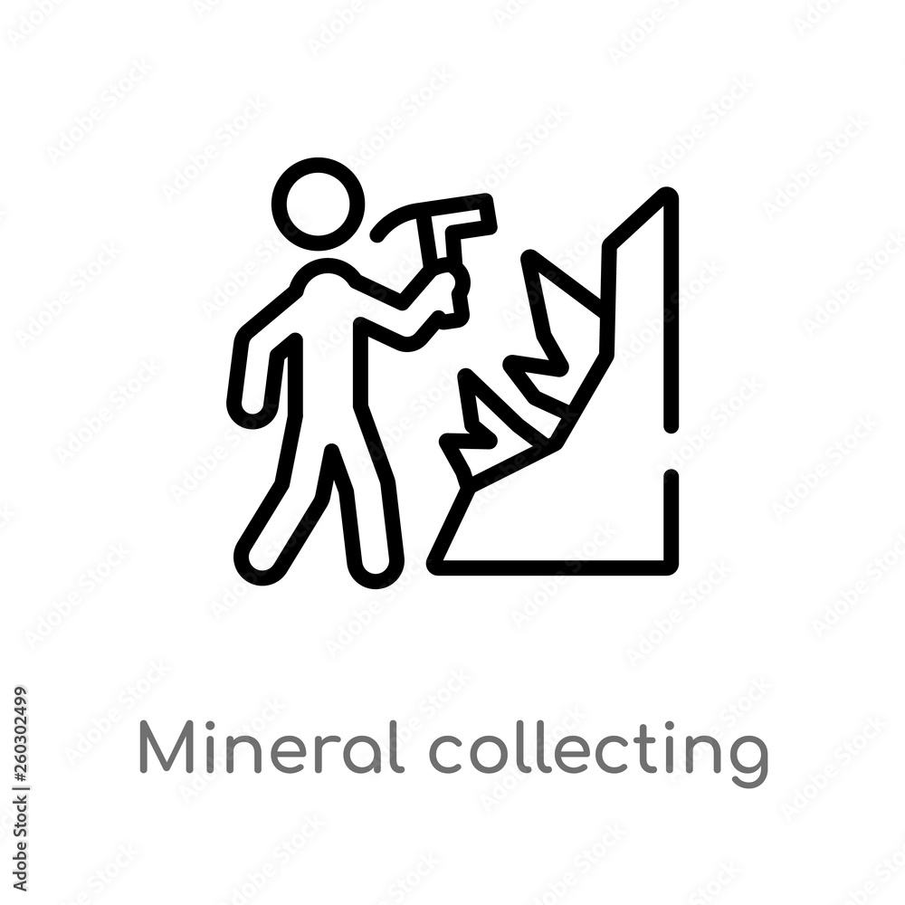 Poster outline mineral collecting vector icon. isolated black simple line element illustration from activit
