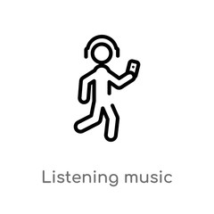 outline listening music vector icon. isolated black simple line element illustration from activity and hobbies concept. editable vector stroke listening music icon on white background