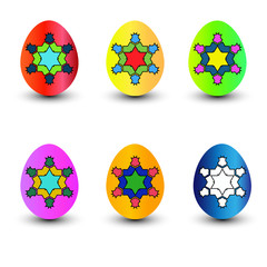 Set of realistic eggs on white background. Easter collection. Vector illustration.