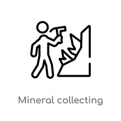 outline mineral collecting vector icon. isolated black simple line element illustration from activity and hobbies concept. editable vector stroke mineral collecting icon on white background