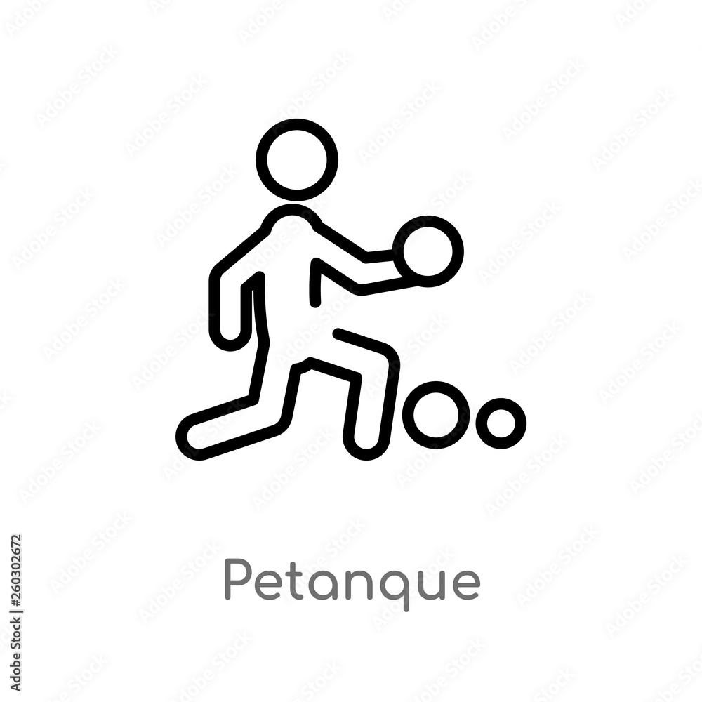 Poster outline petanque vector icon. isolated black simple line element illustration from activity and hobb