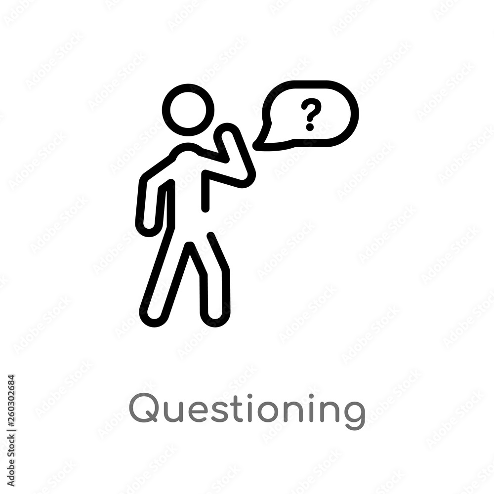 Poster outline questioning vector icon. isolated black simple line element illustration from activity and h
