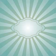 Sunlight retro faded grunge background with vintage frame for text. blue and beige color burst background.
