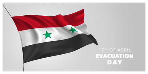Syria happy evacuation day greeting card, banner, horizontal vector illustration