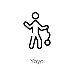 outline yoyo vector icon. isolated black simple line element illustration from activity and hobbies concept. editable vector stroke yoyo icon on white background