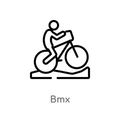 outline bmx vector icon. isolated black simple line element illustration from activities concept. editable vector stroke bmx icon on white background