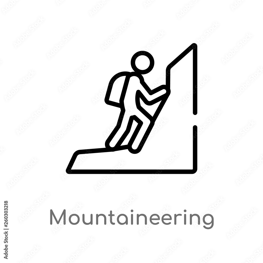 Poster outline mountaineering vector icon. isolated black simple line element illustration from activities 