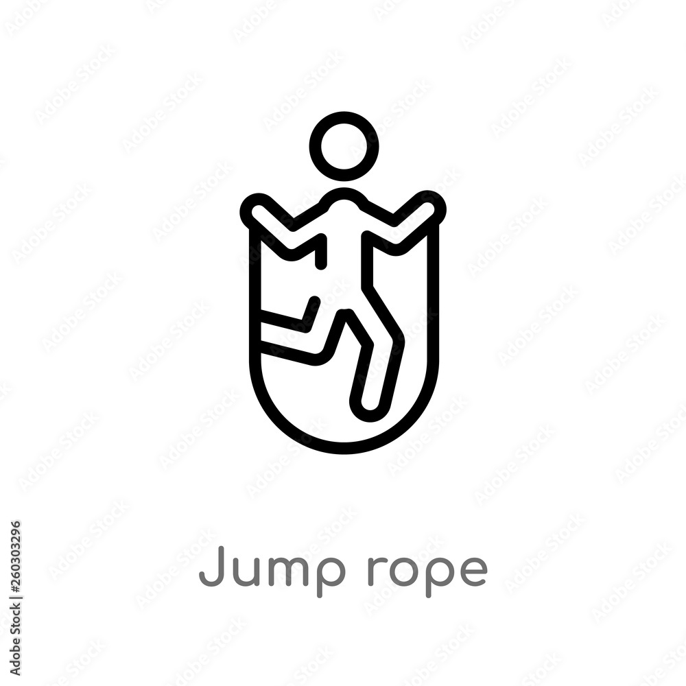 Poster outline jump rope vector icon. isolated black simple line element illustration from activities conce