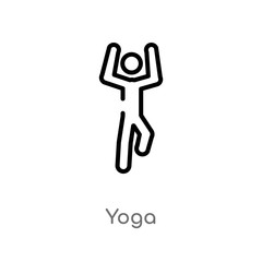 outline yoga vector icon. isolated black simple line element illustration from activities concept. editable vector stroke yoga icon on white background