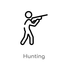 outline hunting vector icon. isolated black simple line element illustration from outdoor activities concept. editable vector stroke hunting icon on white background