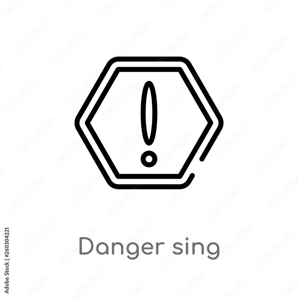 Poster outline danger sing vector icon. isolated black simple line element illustration from airport termin