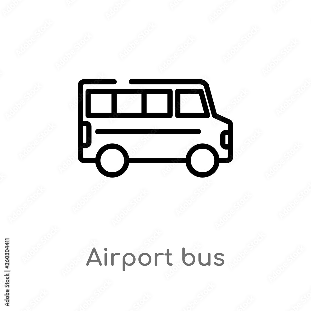 Poster outline airport bus vector icon. isolated black simple line element illustration from airport termin