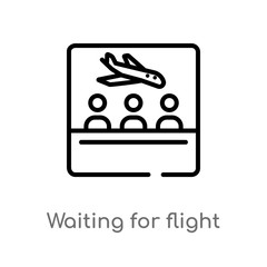 outline waiting for flight vector icon. isolated black simple line element illustration from airport terminal concept. editable vector stroke waiting for flight icon on white background