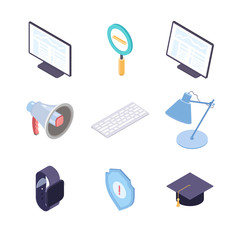 Business and education - modern vector colorful isometric elements