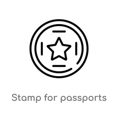 outline stamp for passports vector icon. isolated black simple line element illustration from airport terminal concept. editable vector stroke stamp for passports icon on white background