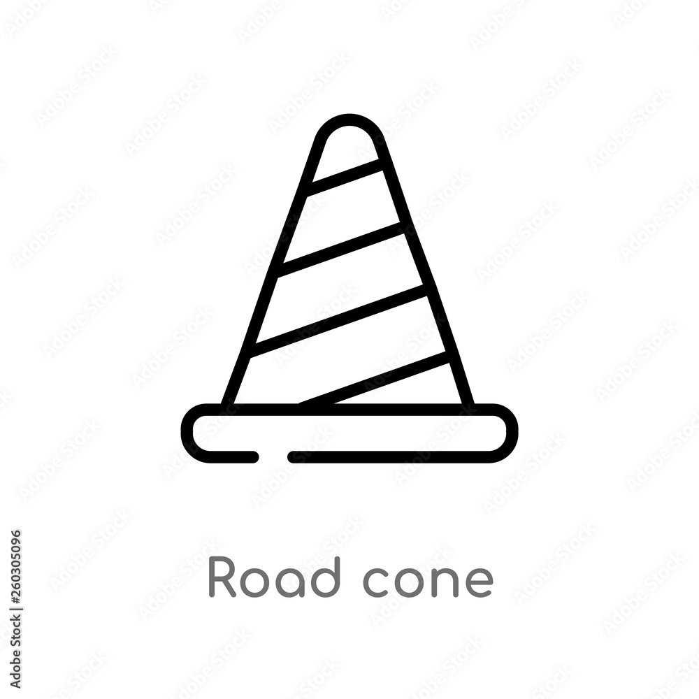 Poster outline road cone vector icon. isolated black simple line element illustration from airport terminal