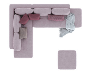 sofa top view on white  background