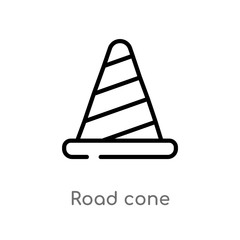 outline road cone vector icon. isolated black simple line element illustration from airport terminal concept. editable vector stroke road cone icon on white background