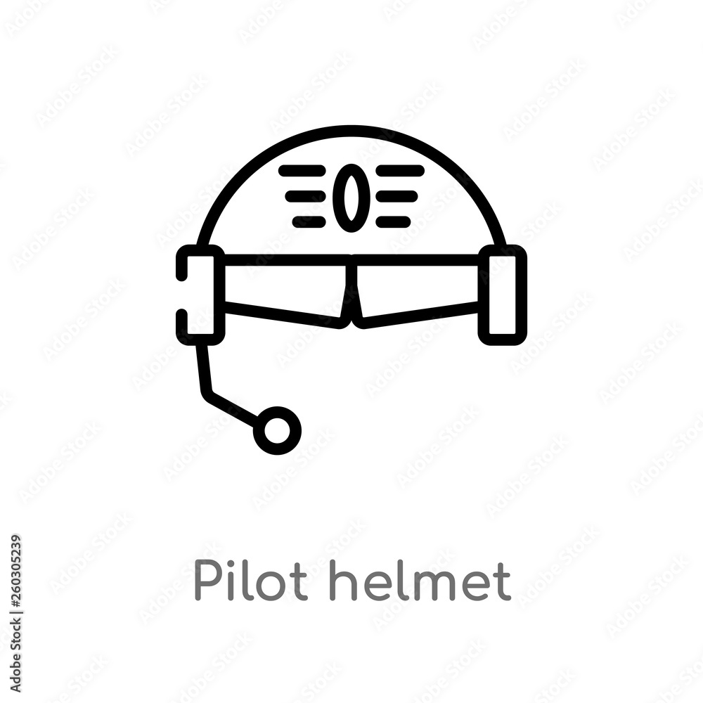 Poster outline pilot helmet vector icon. isolated black simple line element illustration from airport termi