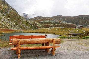 Gotthard Pass - Southern Swiss Alps - picnic table