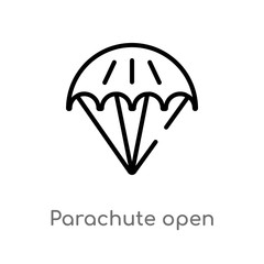 outline parachute open vector icon. isolated black simple line element illustration from airport terminal concept. editable vector stroke parachute open icon on white background