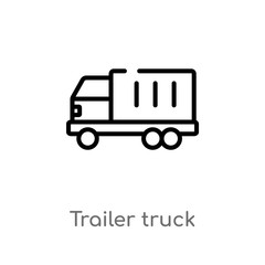 outline trailer truck vector icon. isolated black simple line element illustration from airport terminal concept. editable vector stroke trailer truck icon on white background