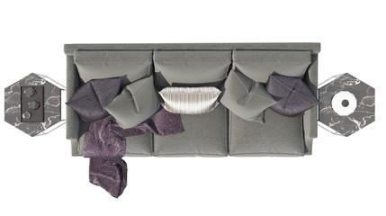 sofa top view on white  background