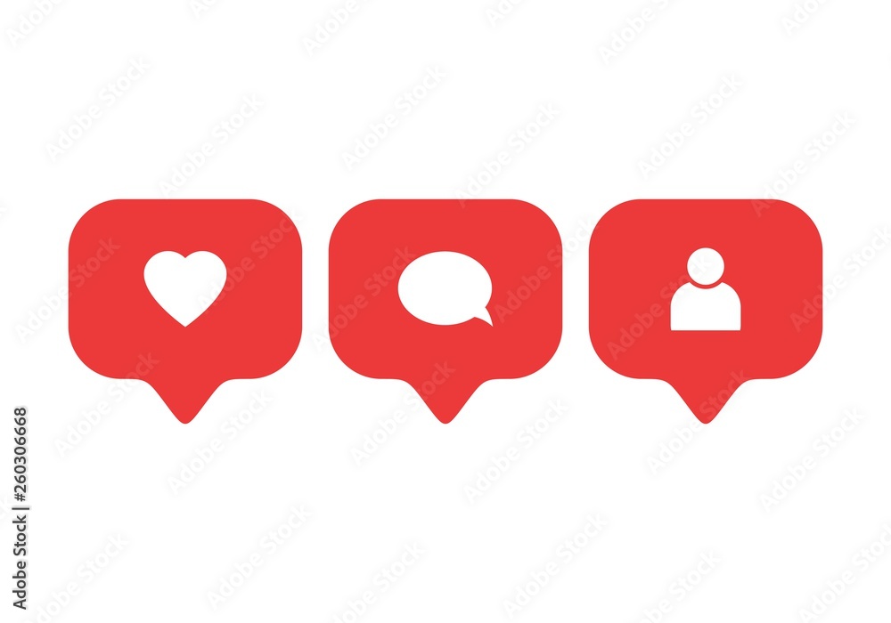 Poster like icon vector. comment icon vector. follower icon vector. social media. social network. notificat