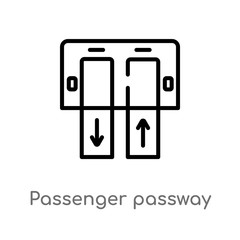 outline passenger passway vector icon. isolated black simple line element illustration from airport terminal concept. editable vector stroke passenger passway icon on white background