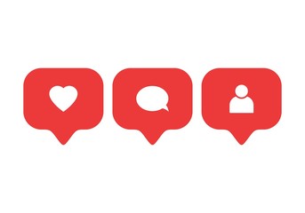 Like icon vector. Comment icon vector. Follower icon vector. Social media. Social network. Notification Icon.