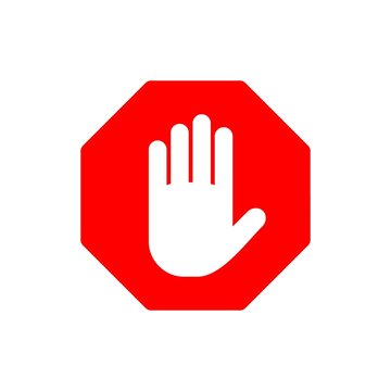 Stop sign or symbol icon. hand icon