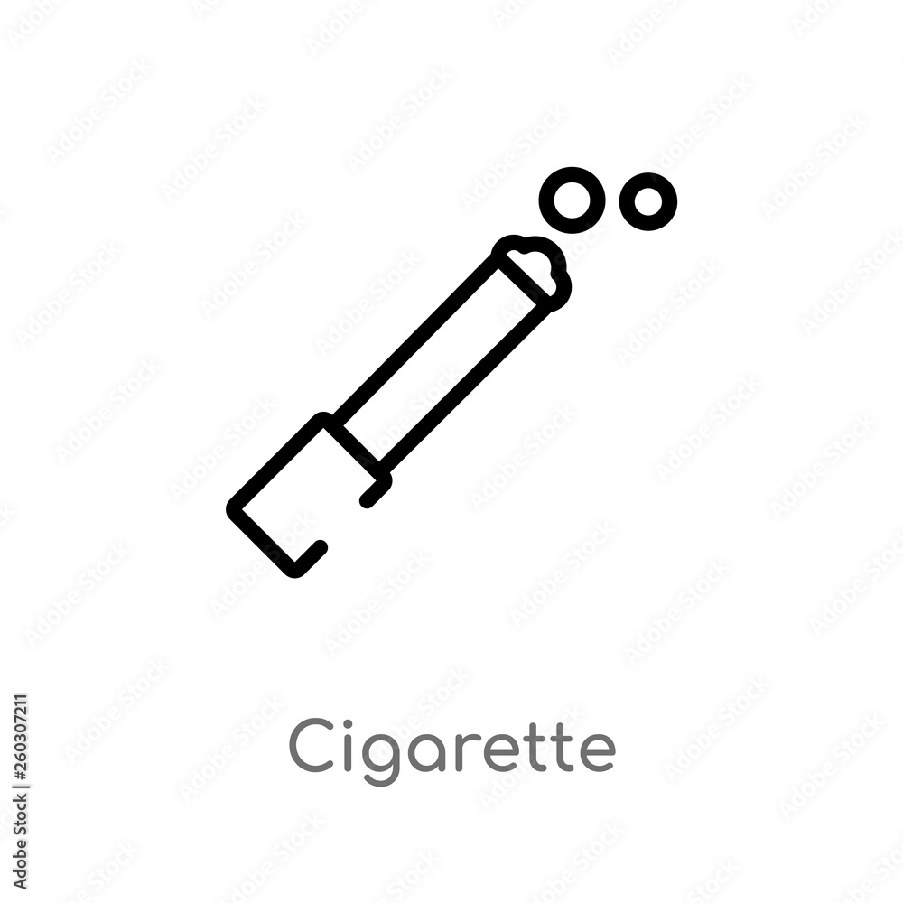 Poster outline cigarette vector icon. isolated black simple line element illustration from alcohol concept.