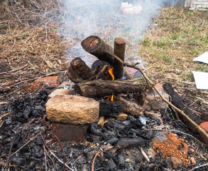 Fire on the village backyard