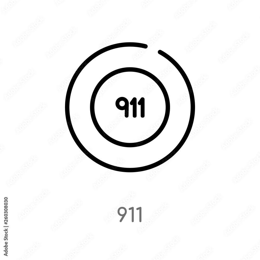 Aufkleber outline 911 vector icon. isolated black simple line element illustration from alert concept. editabl