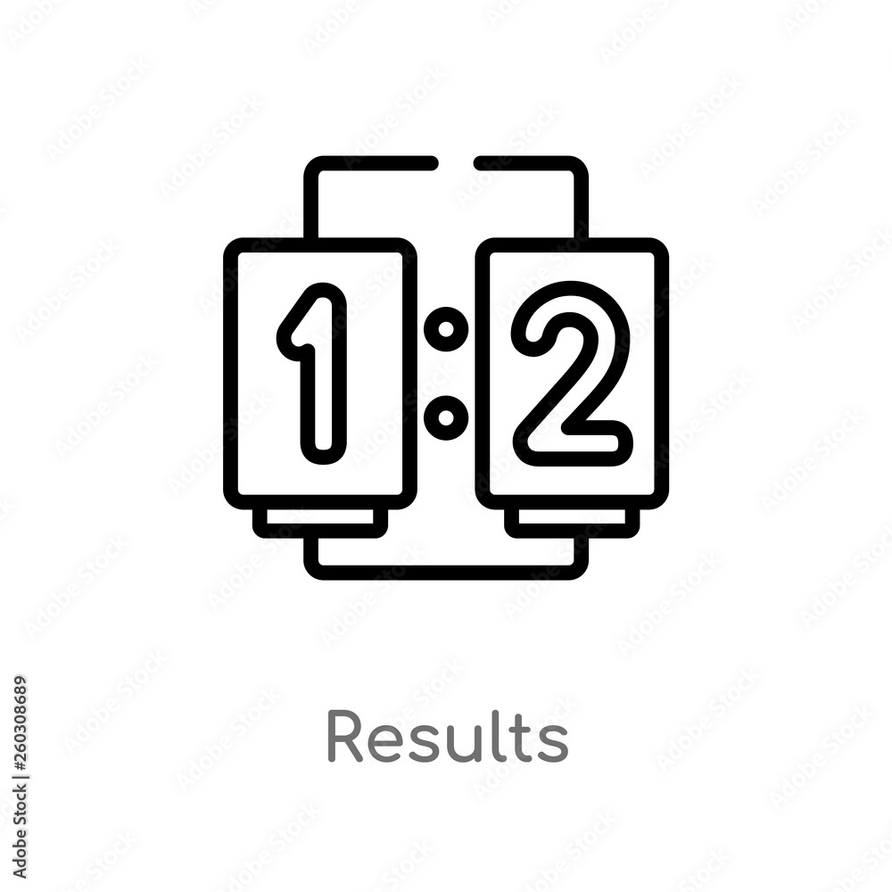 Poster outline results vector icon. isolated black simple line element illustration from american football 