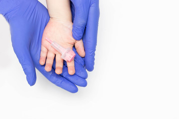 Painless and modern way of taking blood from a finger using a scarifier, general clinical analysis...