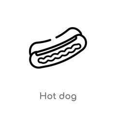 outline hot dog vector icon. isolated black simple line element illustration from american football concept. editable vector stroke hot dog icon on white background