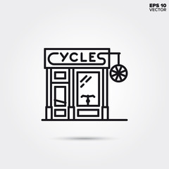 Bicycle store line icon vector