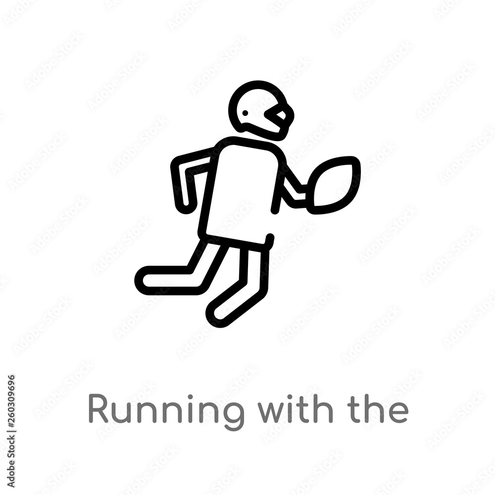 Poster outline running with the ball vector icon. isolated black simple line element illustration from amer