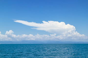Clear sky with enormous cloud over the sea at Koh Mak in Trat, Thailand.
