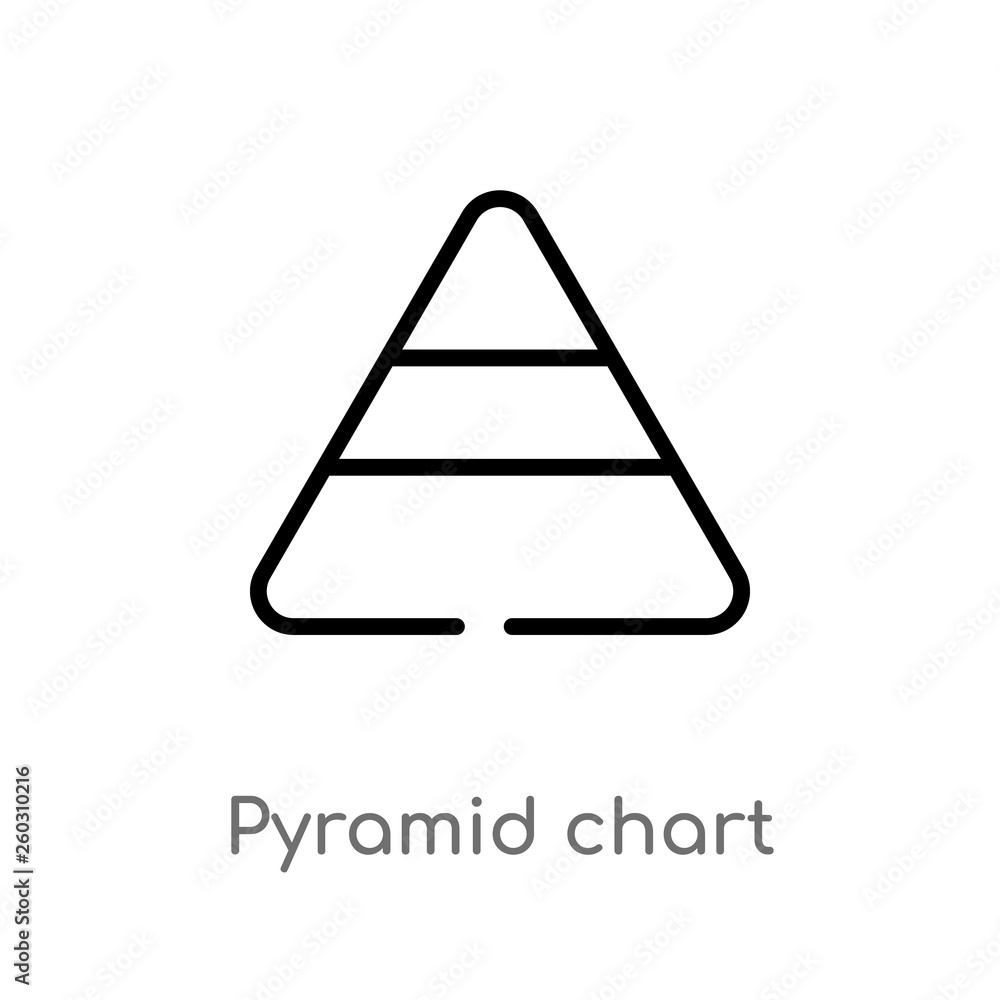 Poster outline pyramid chart vector icon. isolated black simple line element illustration from analytics co