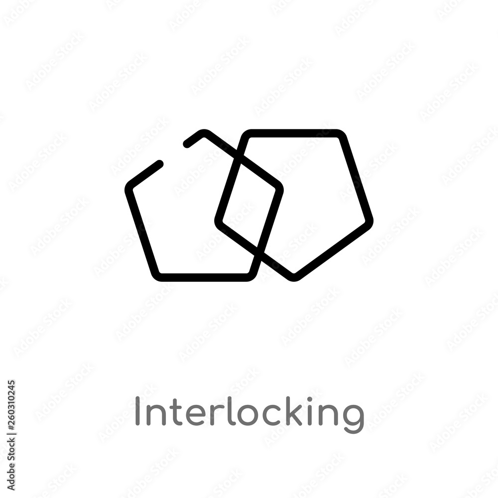 Poster outline interlocking vector icon. isolated black simple line element illustration from analytics con