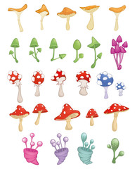 Set of Vector Cartoon Illustration.A Different Mushrooms for a Computer Game and you Design  © liusa