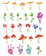 Tuinposter Set van Vector Cartoon Illustration.A verschillende paddestoelen voor een computerspel en u ontwerpt © liusa