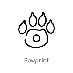 outline pawprint vector icon. isolated black simple line element illustration from animals concept. editable vector stroke pawprint icon on white background